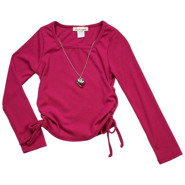Girls (7-12) Dream Girl Side Cinch Long Sleeve w/ Heart Necklace