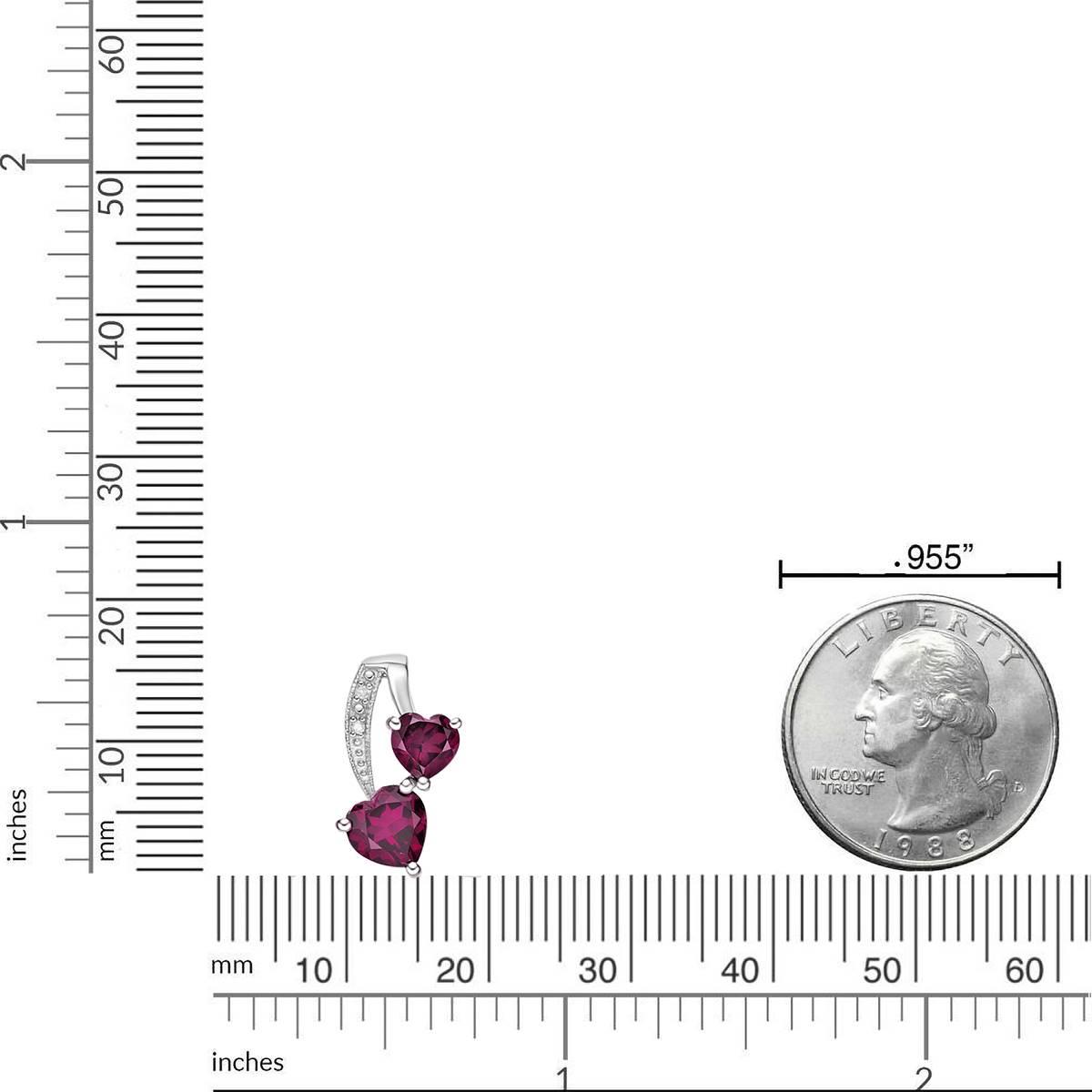 Gemminded Sterling Silver 5mm Double Heart Ruby/Diamond Pendant