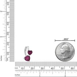 Gemminded Sterling Silver 5mm Double Heart Ruby/Diamond Pendant