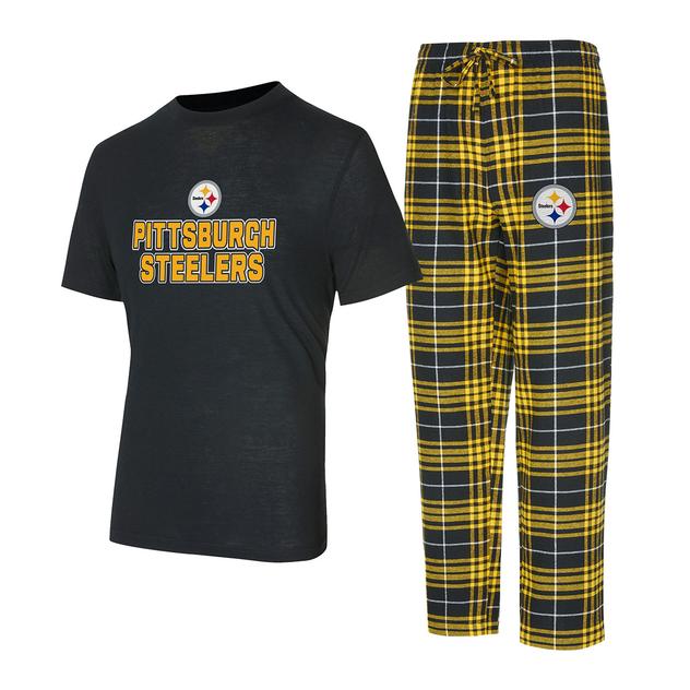 Mens College Concepts Steelers Solid Shirt & Pajama Pants Set