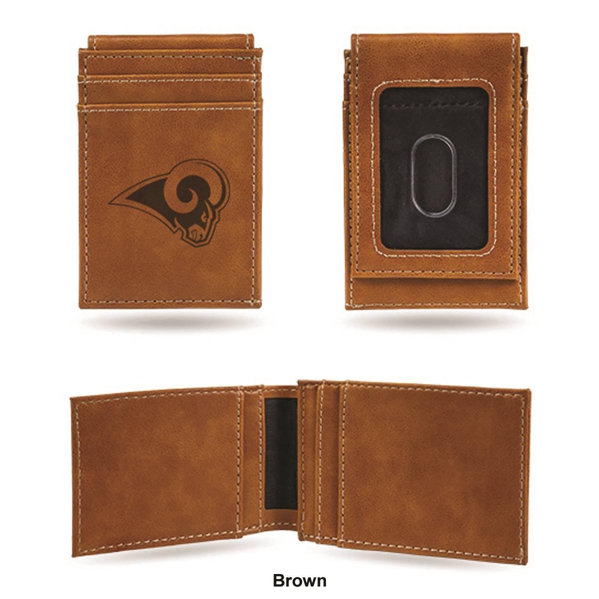 Mens NFL Los Angeles Rams Faux Leather Front Pocket Wallet