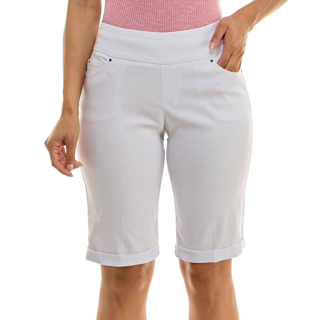 Womens Zac & Rachel Pull On Solid Cuffed Hem Bermuda Shorts