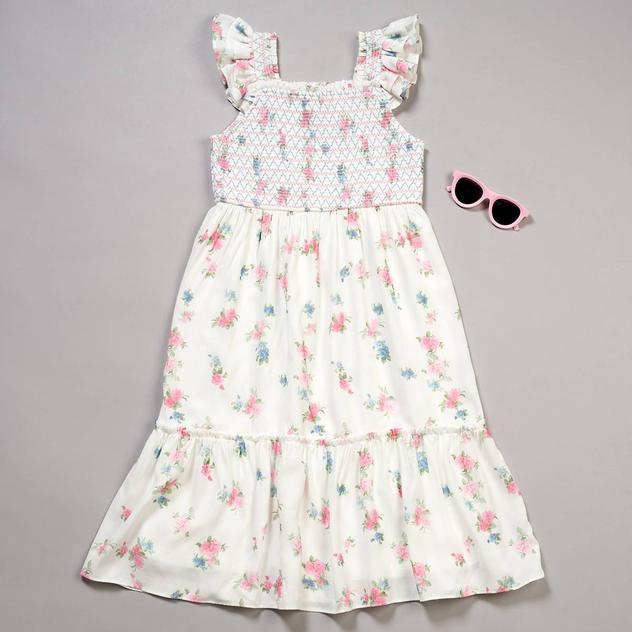Girls (4-6x) Rare Editions Smocked Floral Print Maxi Dress