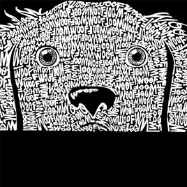 Womens LA Pop Art Peeking Dog Word Art Crew Neck Sweatshirt