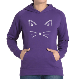 Womens LA Pop Art Whiskers - Word Art Hooded Sweatshirt