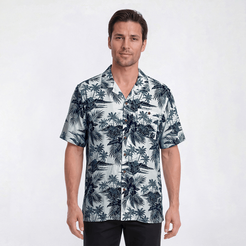Mens Campia Short Sleeve Button Down Shirt - Aqua/White