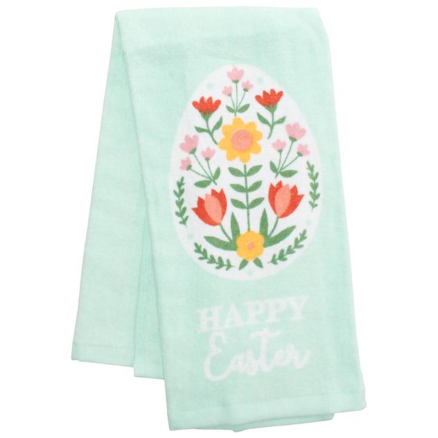 Big Floral Egg Happy Easter Kitchen Towel