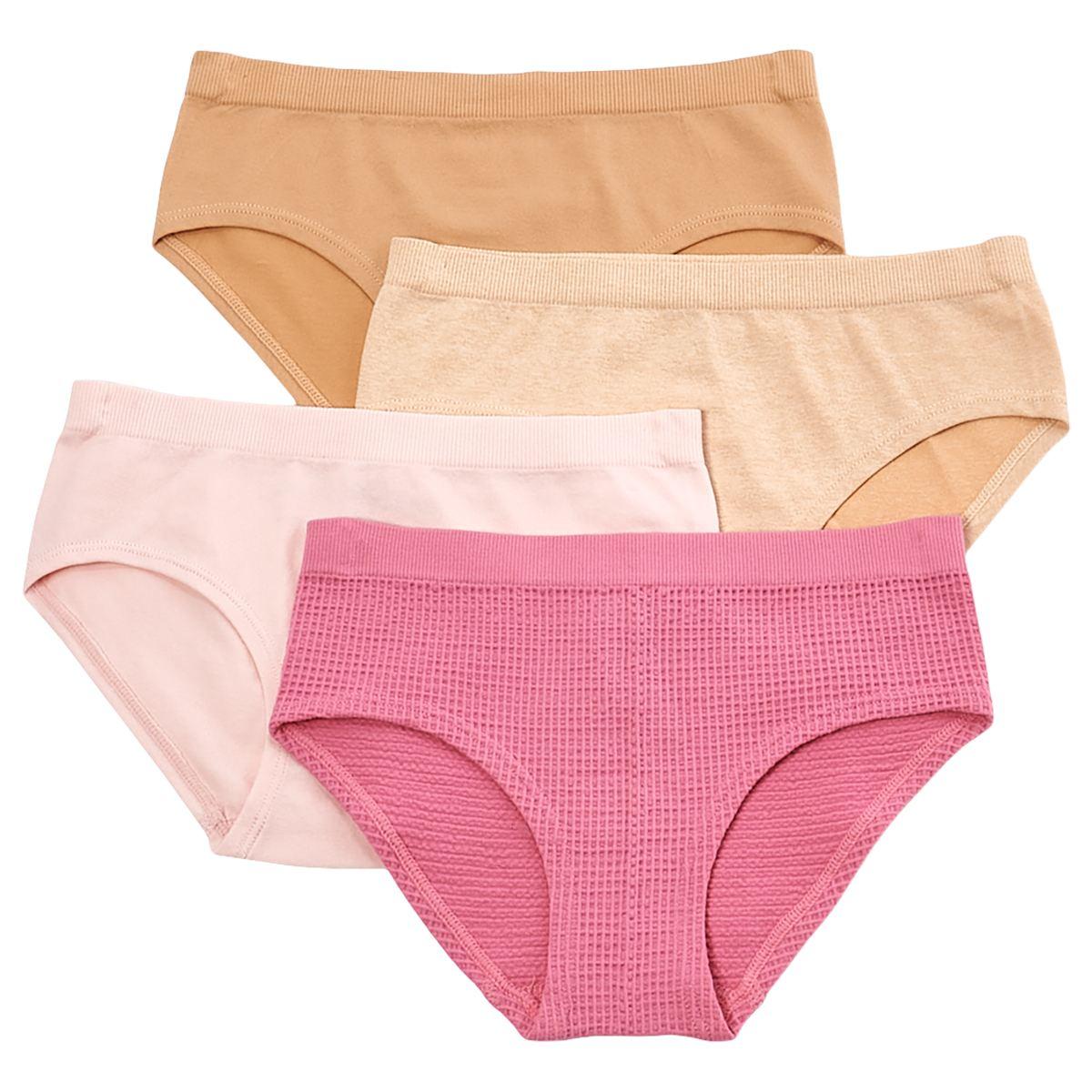Girls (7-14) Lala(R) Gigi 4pk. Seamless Waffle Hipsters - Solid