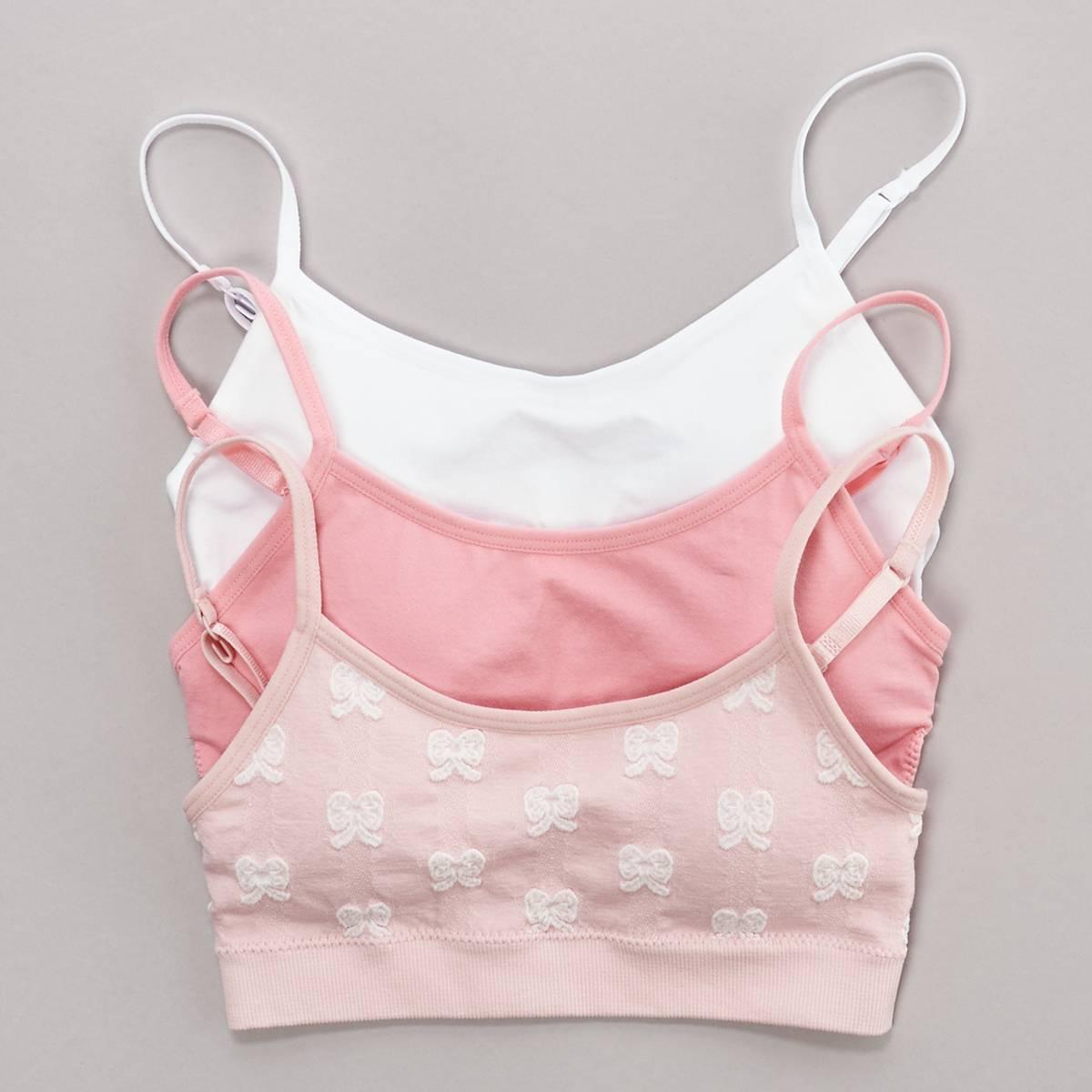 Girls (7-16) Rene Rofe(R) Gracie 3pk. Bow Jacquard Seamless Bras