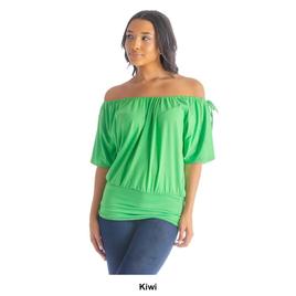 Womens 24/7 Comfort Apparel Short Sleeve Split Shoulder Blouse