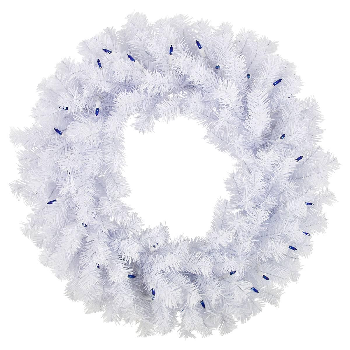 Pre-Lit Geneva 24in. White Spruce Artificial Christmas Wreath