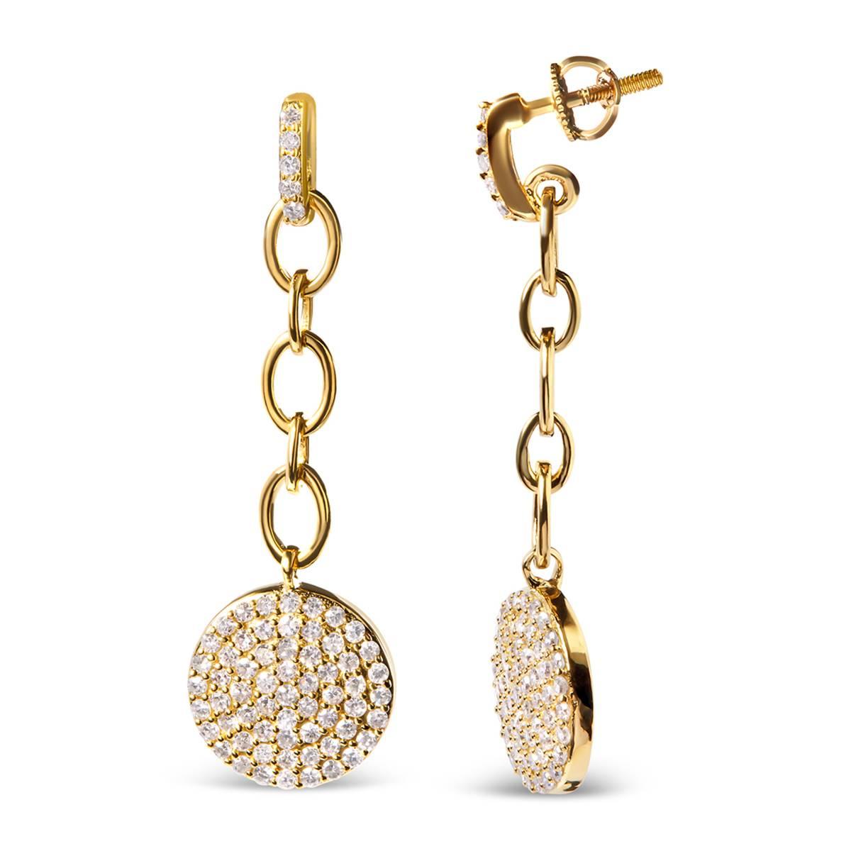 Haus of Brilliance 18kt. Gold Plated 1ct. Diamond Dangle Earrings