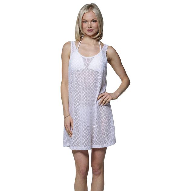 Womens J Valdi Escala Lattice Back Swim Dress Cover Up