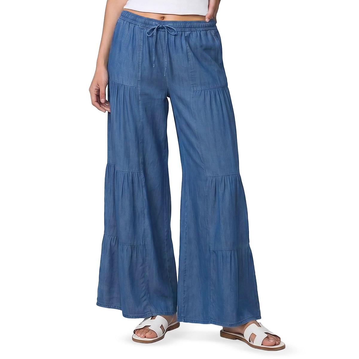 Juniors Madden Girl Chambray Tiered Wide Leg Flowy Pants