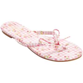 Womens Love 83 Floral Gingham Bow Flip Flops