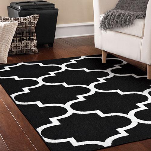 Garland Large Quatrefoil Area Rug - Black/White