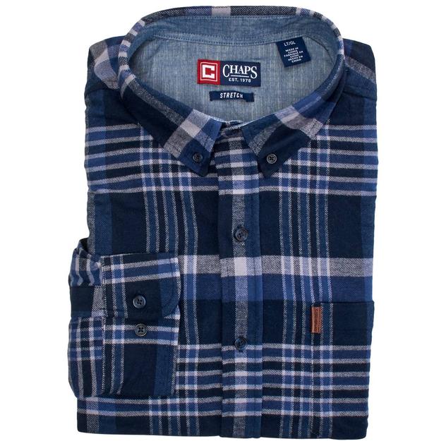 Mens Big & Tall Chaps Long Sleeve Flannel Button Down - Eclipse
