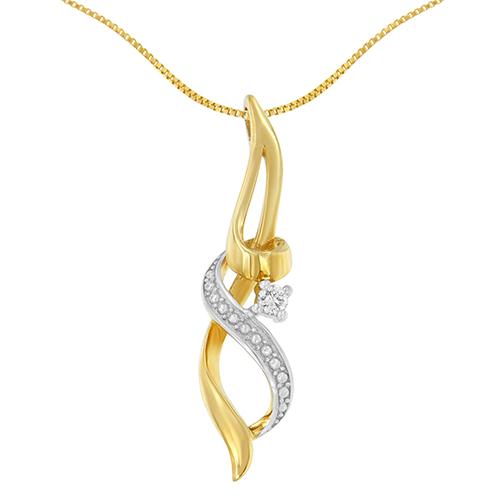 Espira 10kt. Gold 1/20ctw. Diamond Accent Swirl Necklace