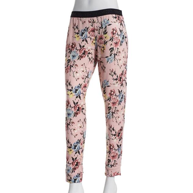 Womens Vince Camuto Hacci Logo Floral Jogger Pajama Pants - Pink