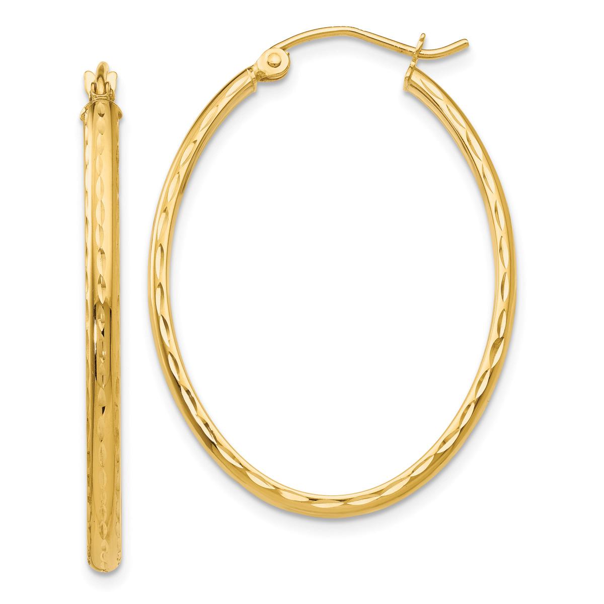 Gold Classics(tm) 14k Gold Diamond Cut Oval Hoop Earrings