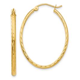 Gold Classics(tm) 14k Gold Diamond Cut Oval Hoop Earrings