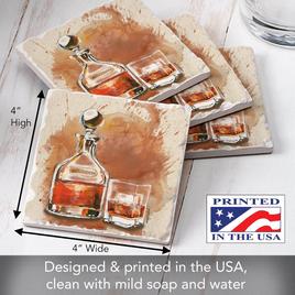 4pk. Bourbon Splash Square Coaster Set