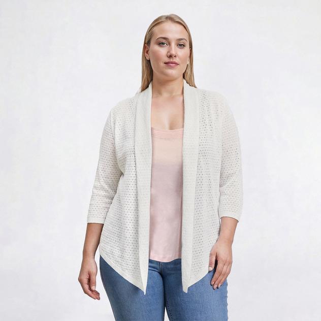 Plus Size Hasting & Smith 3/4 Shawl Collar Open Front Cardigan