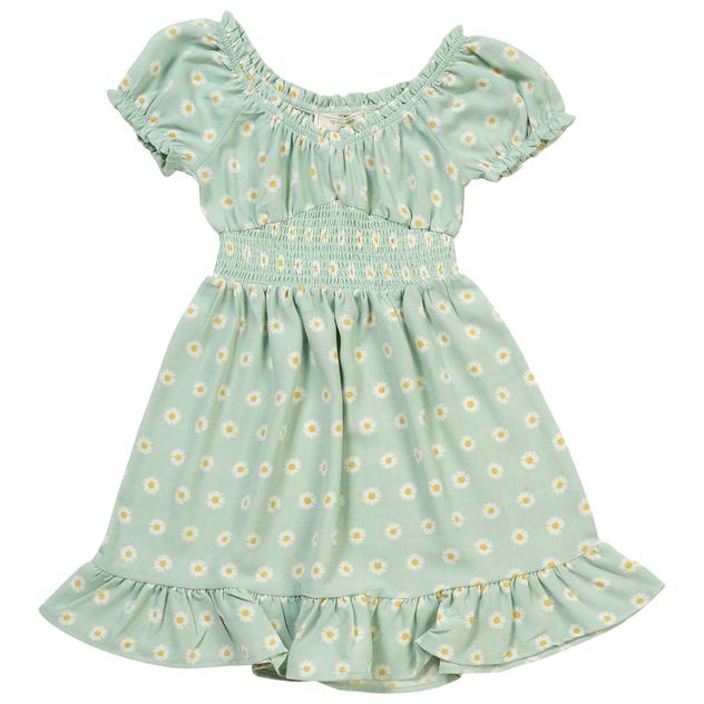 Girls (7-16) No Comment Flower Puff Sleeve Ruffle Trim Dress