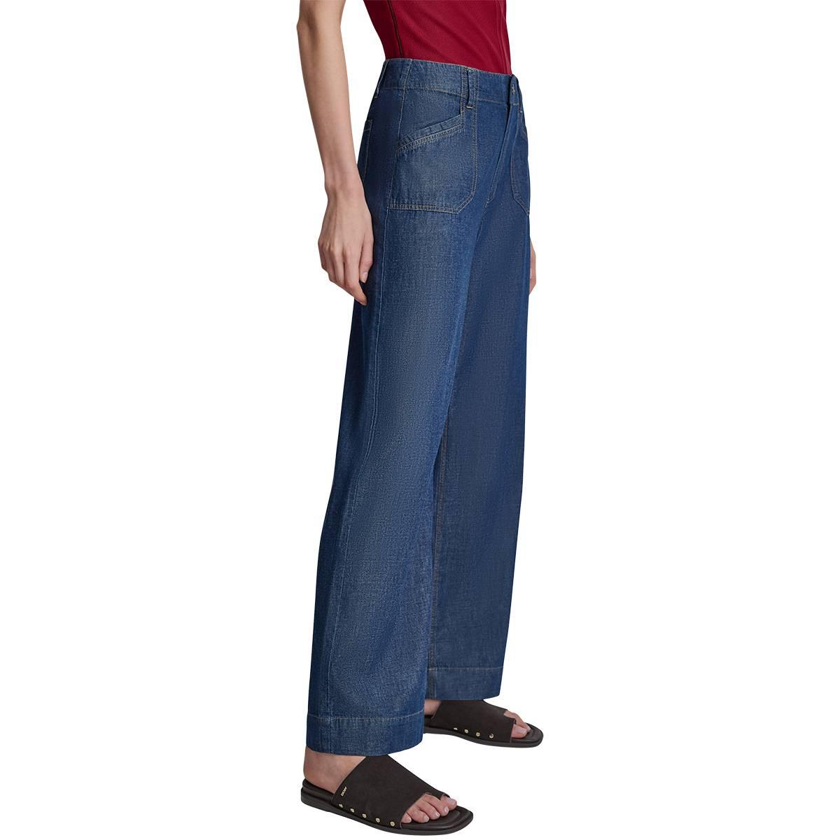 Womens DKNY High Rise Straight Leg Denim Pants