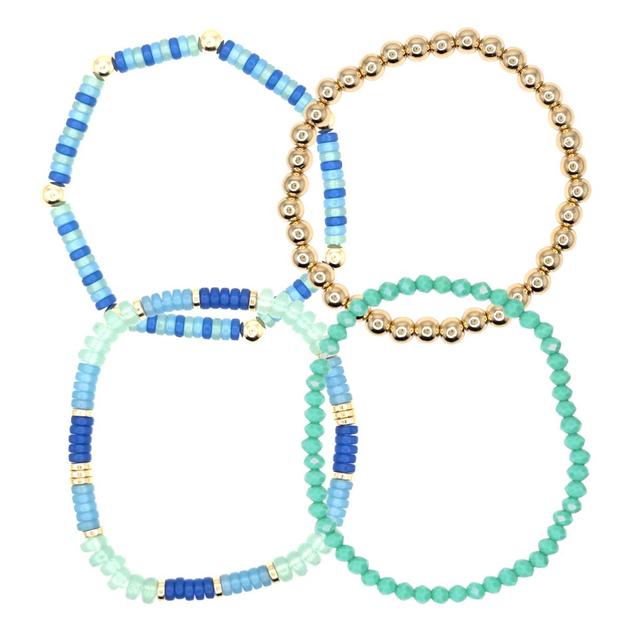 Ashley Cooper™ Gold-Tone 4-On Green Blue Bead Stretch Bracelet