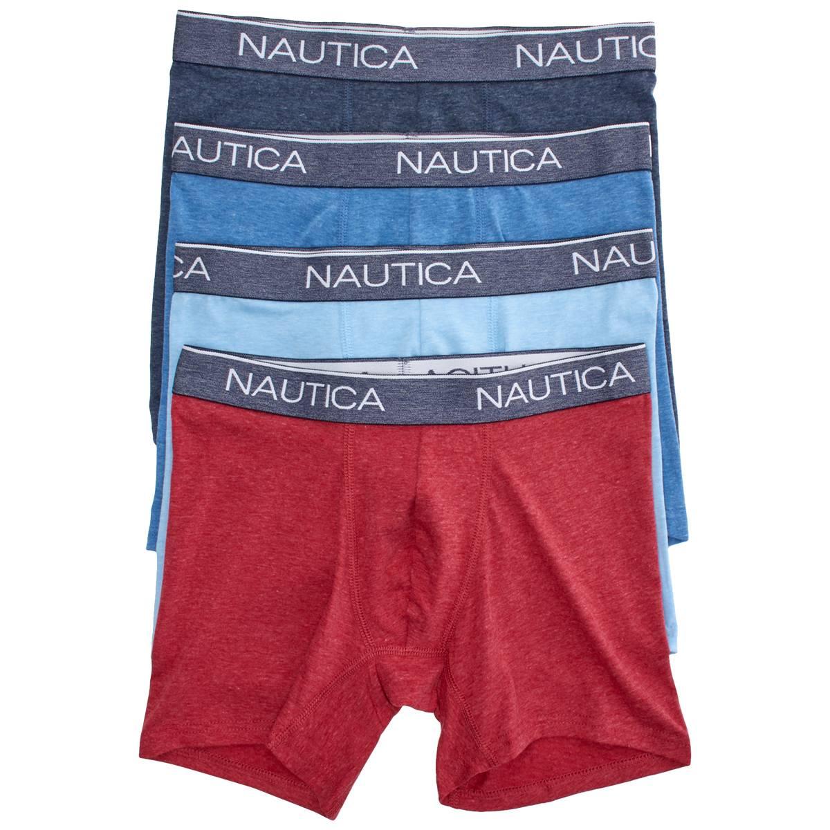 Mens Nautica 4pk. Marled Boxer Briefs - Red/Blue