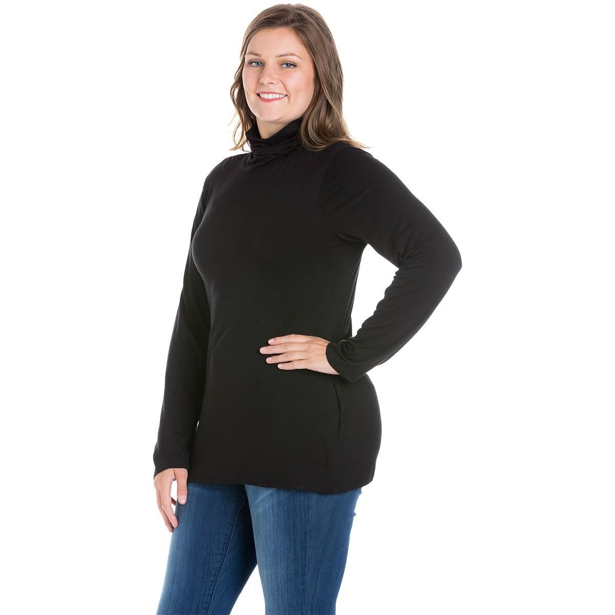 Plus Size 24/7 Comfort Apparel Classic Long Sleeve Turtleneck