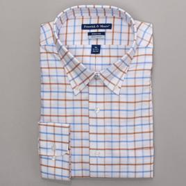 Mens Preswick & Moore(R) Regular Fit Blue Plaid Oxford Dress Shirt