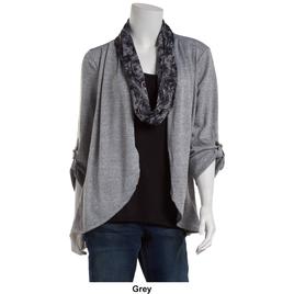 Womens Notations 3/4 Buckle Sleeve Two In One Blouse with Scarf