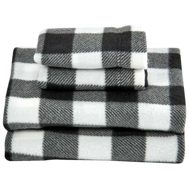 Ashley Cooper™ Buffalo Check Fleece Sheet Set - White