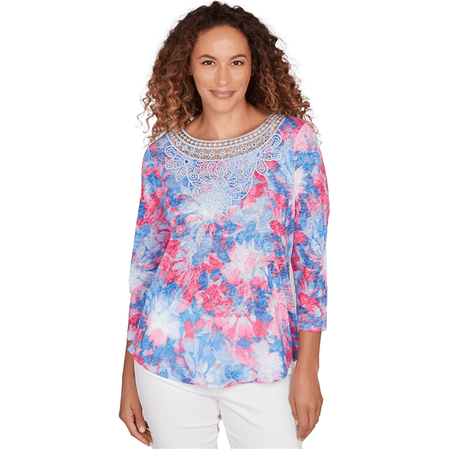 Womens Ruby Rd. California Dreaming Tie Dye Floral Blouse