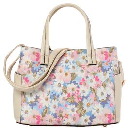 DS Fashion Triple Compartment Floral Satchel with Card Case