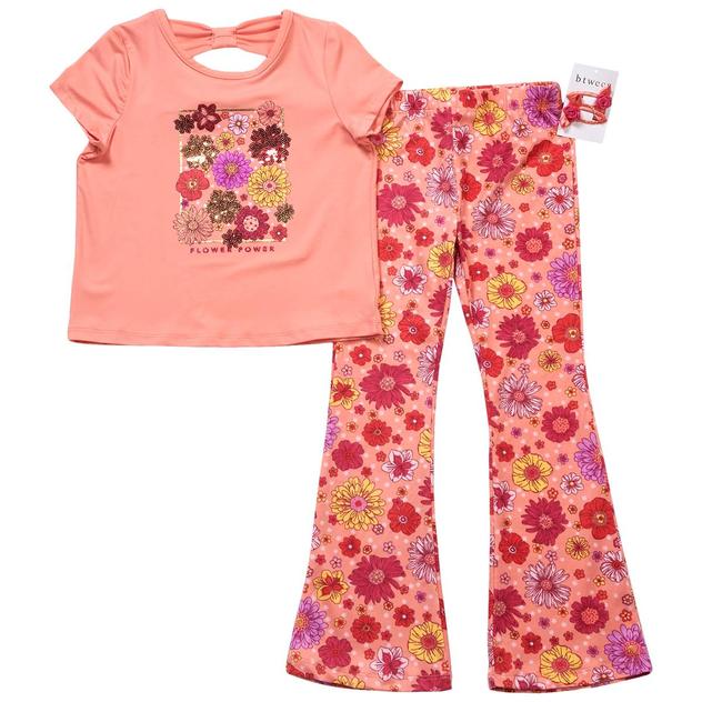 Girls (4-6x) BTween® Floral Bow Back Tee & Flare Leggings Set