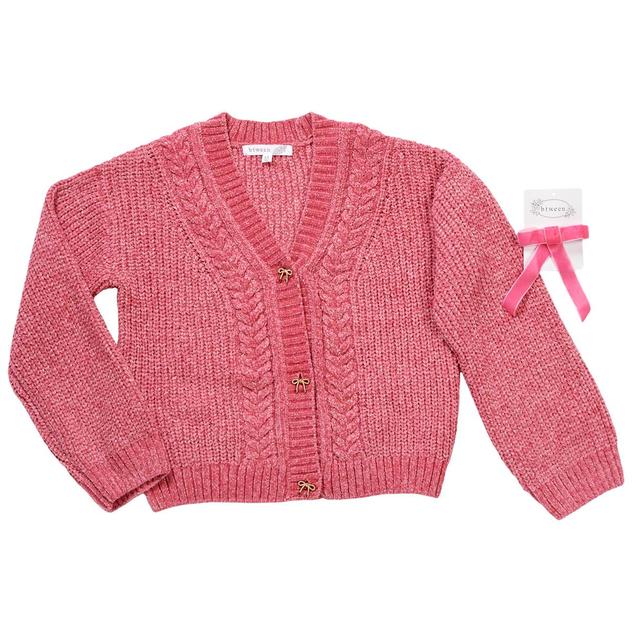 Girls (7-12) BTween® Chenille Cardigan with Lurex & Bow Buttons