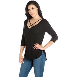 Womens 24/7 Comfort Apparel Criss Cross Neck Tee
