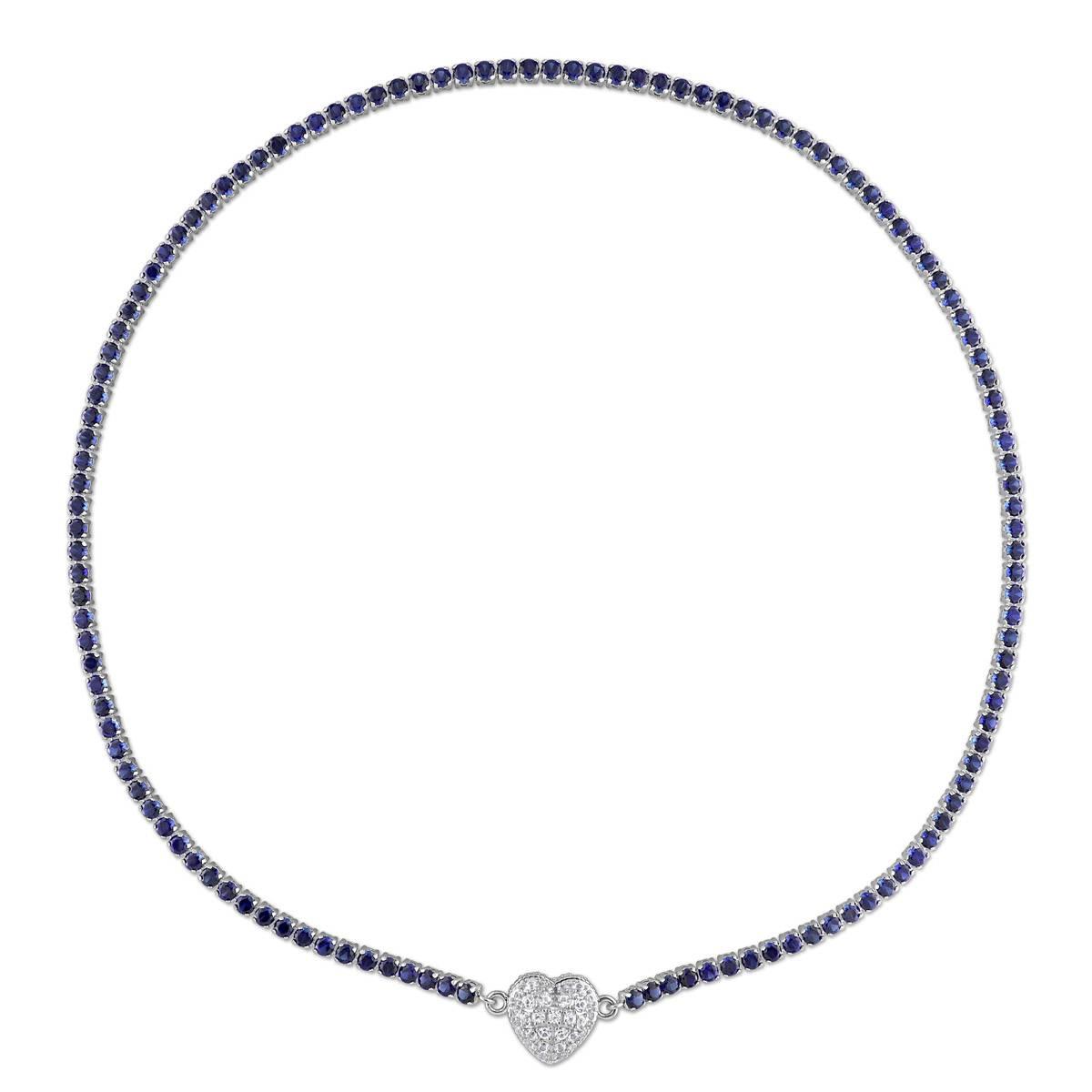 Sophia B Created Blue & White Sapphire Collar Necklace