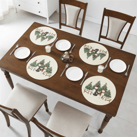 Avanti Linens Country Snowman Round Placemats - Set of 4