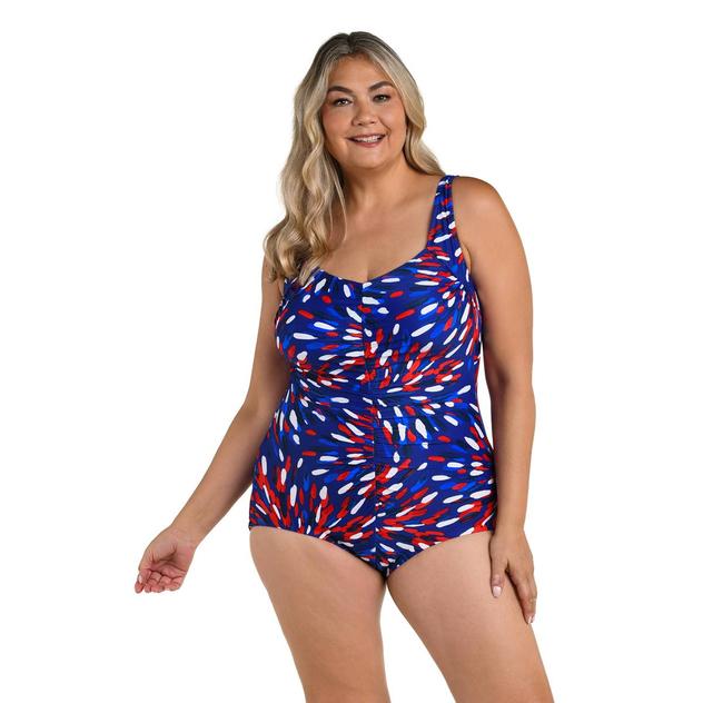 Plus Size Maxine Miss Americana Shirred Front One Piece Swimsuit