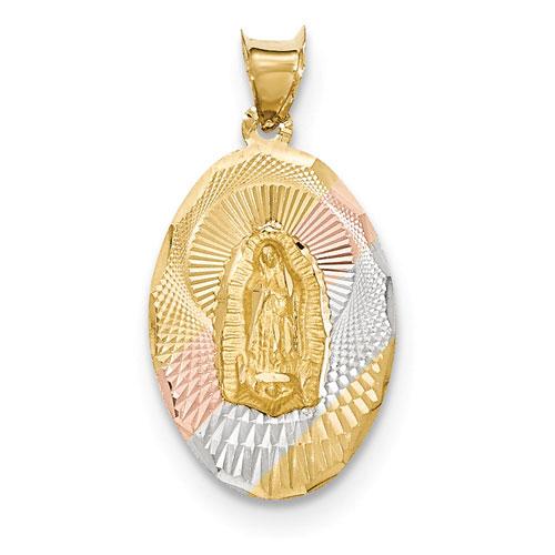 Unisex Gold Classics(tm) Tri-Color Lady of Guadalupe Pendant