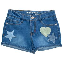 Girls (7-16) Wallflower Patch Denim Short