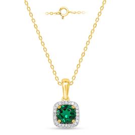 Gemstone Classics(tm) Created Emerald Lab Grown Diamond Pendant
