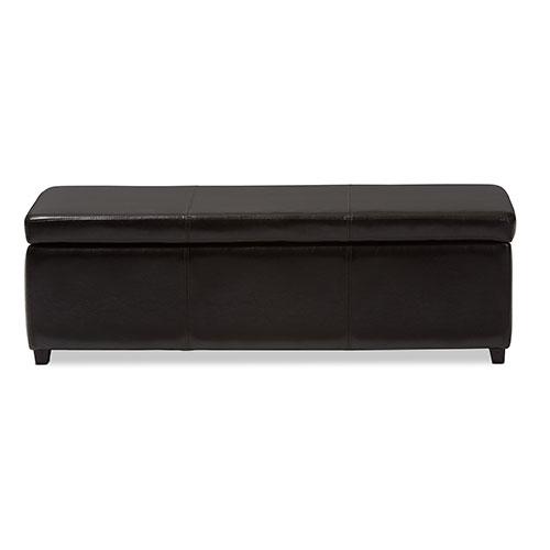 Baxton Studio Full Leather Storage Bench Ottoman