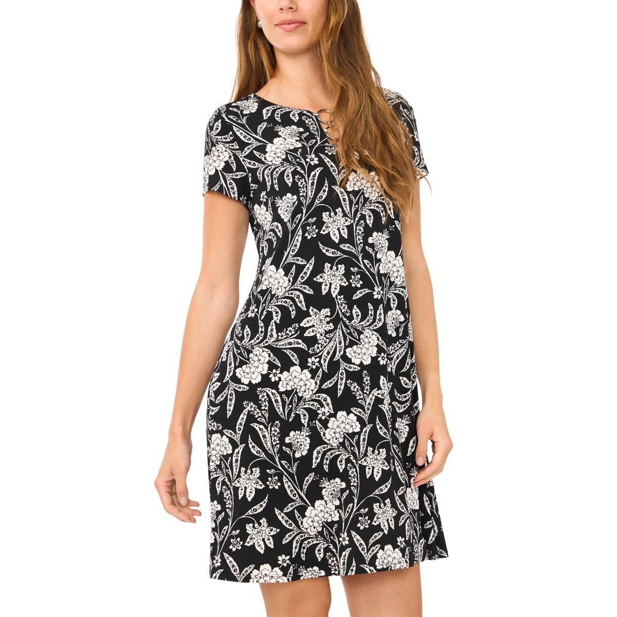 Womens MSK Short Sleeve Print Ity Three Ring Dress