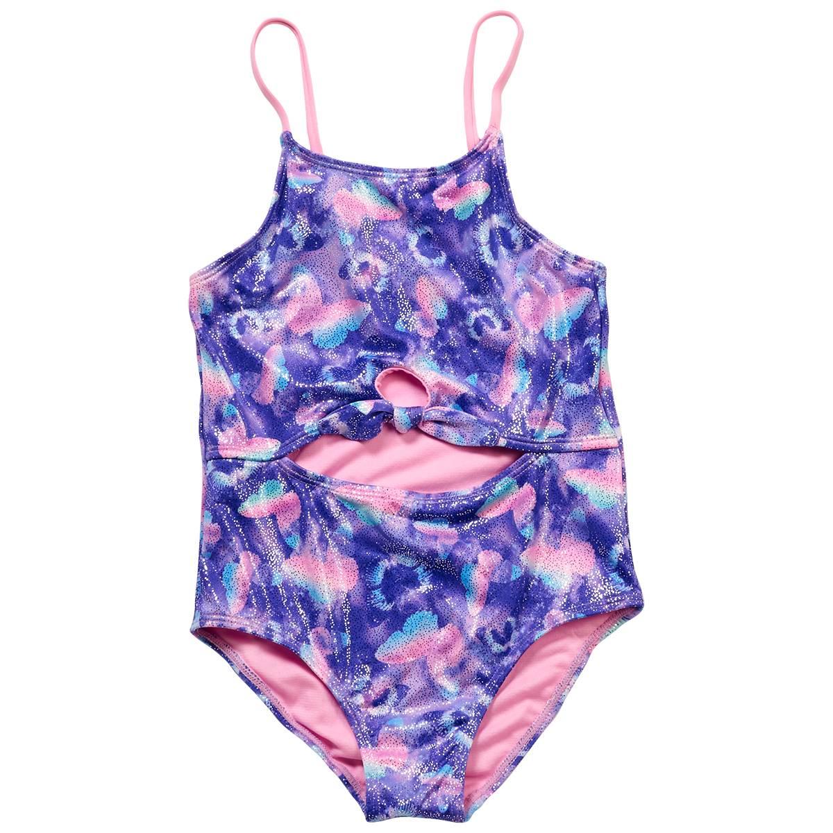 Girls (7-16) Pink Platinum(R) Butterfly Ombre Cutout 1pc. Swimsuit