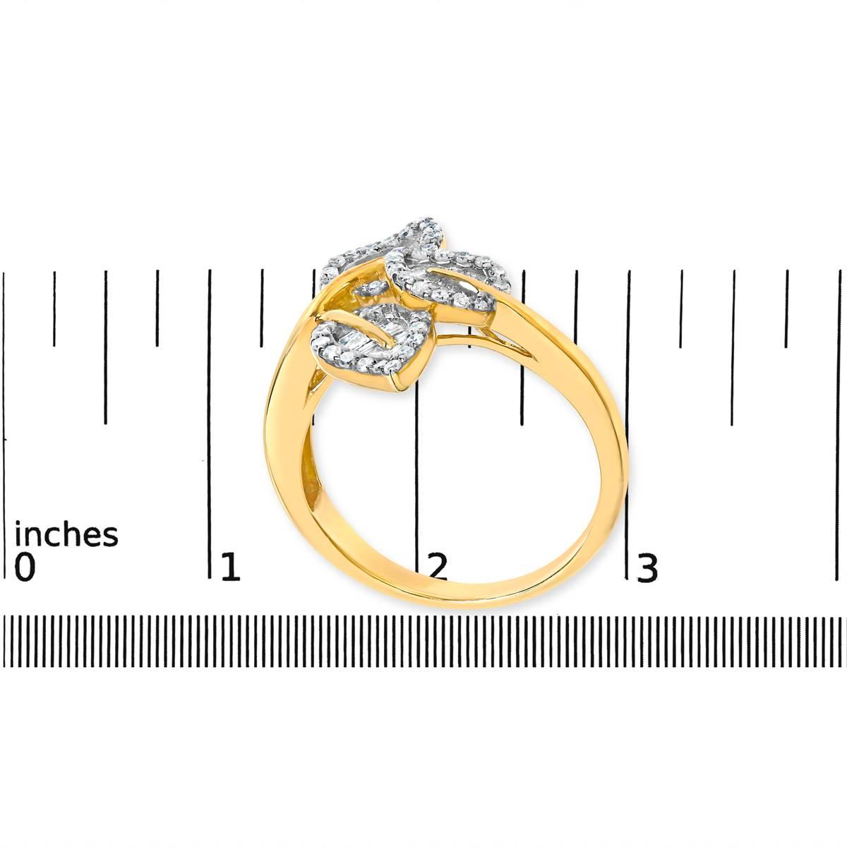 Haus of Brilliance 18kt. Gold Plated 1/2ctw. Diamond Leaf Ring